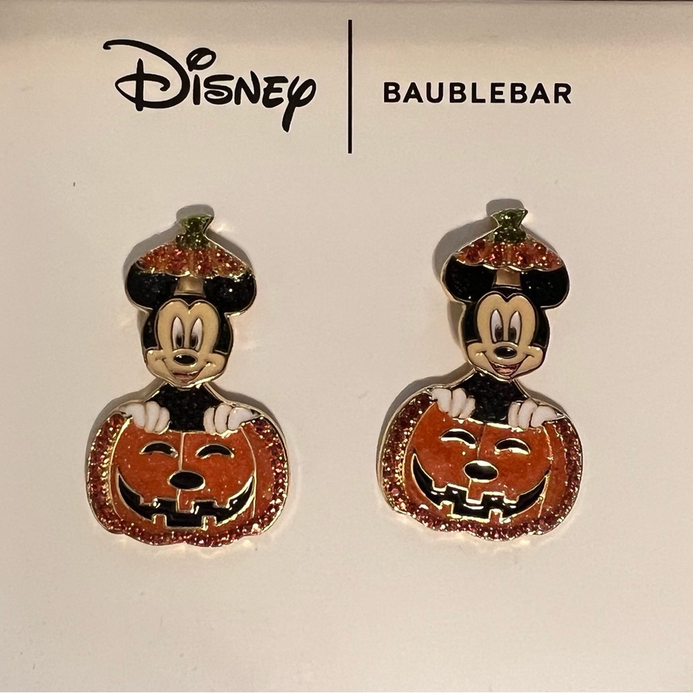 Mickey Mouse Disney BaubleBar pumpkin 🎃 jack-o-lantern earrings